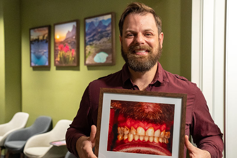 Patient holding before and after image